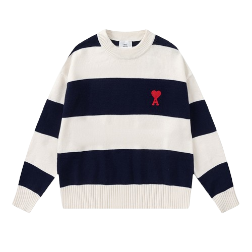 Ami Paris de Coeur Sweater with Rugby Stripes
