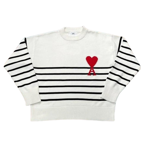 Ami Paris De Coeur Striped Sweater